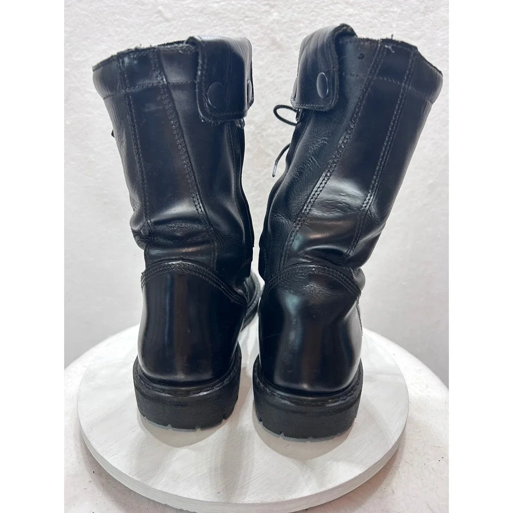 Rocky 2090 Mens 10 Inch Paraboot Black Leather Side Zip Combat Boots Size 10 M
